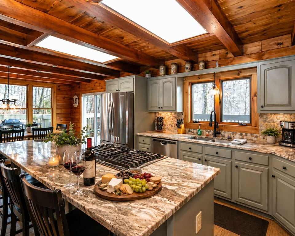 Spacious kitchen with granite counters, gas cooktop, SS appliances, and fully stocked kitchen