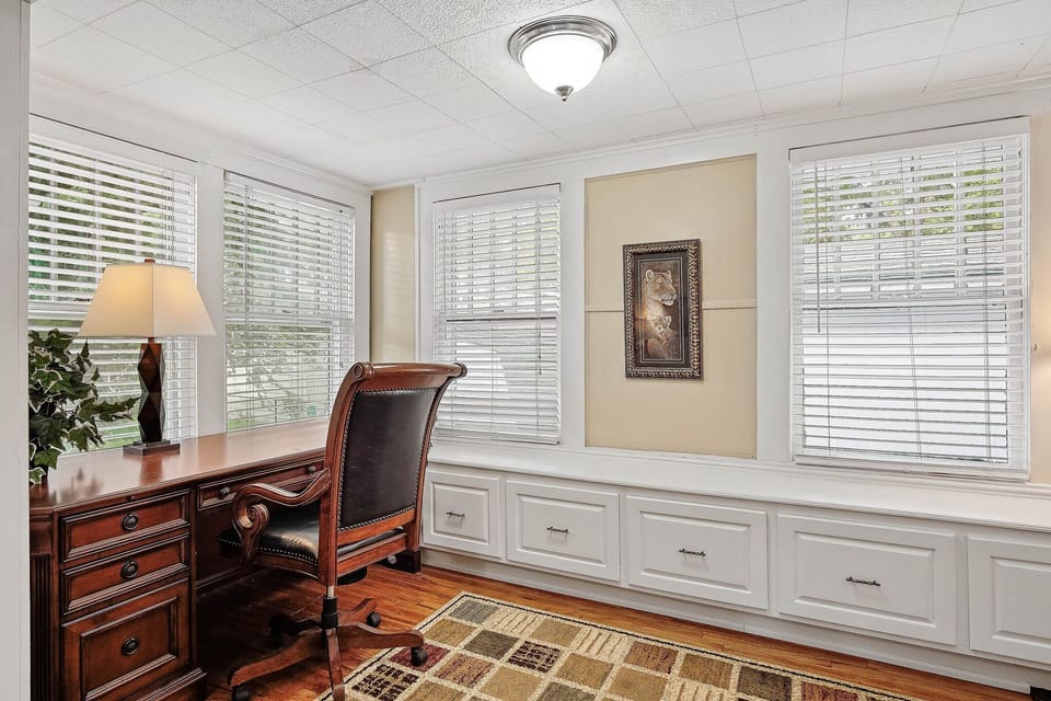 Spacious office and work space with high speed internet off Master bedroom
