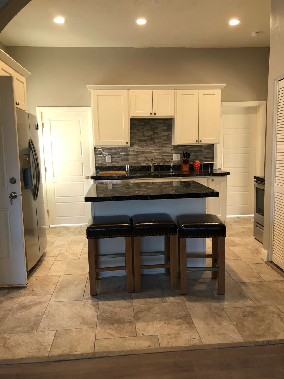 Plenty of room for food prep and dining.