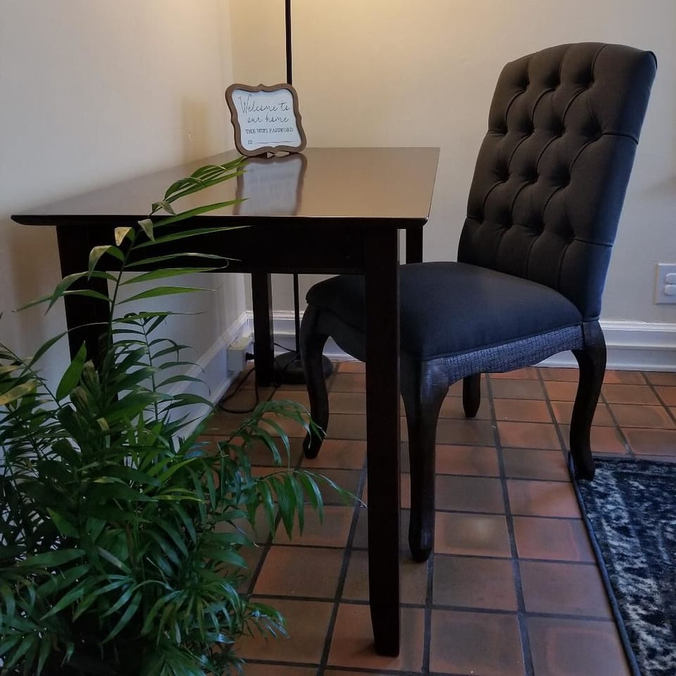 Writing desk in television room 