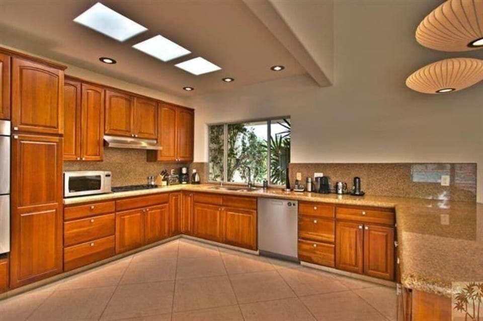 Kitchen has skylights for great light, Nespresso Machine