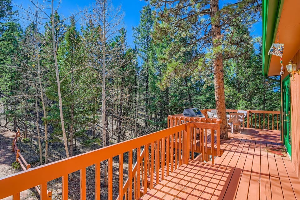 Outdoor grill steps from french doors into kitchen