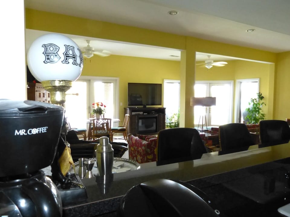 Walkout family room with 70" Smart TV