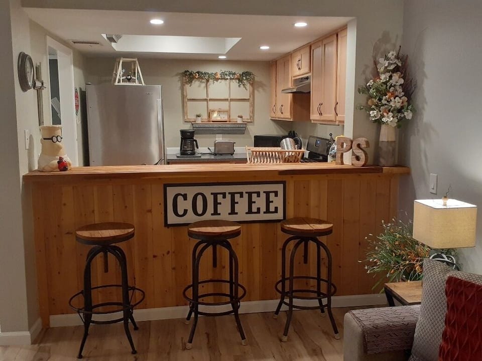 Remodeled with warm farmhouse décor.