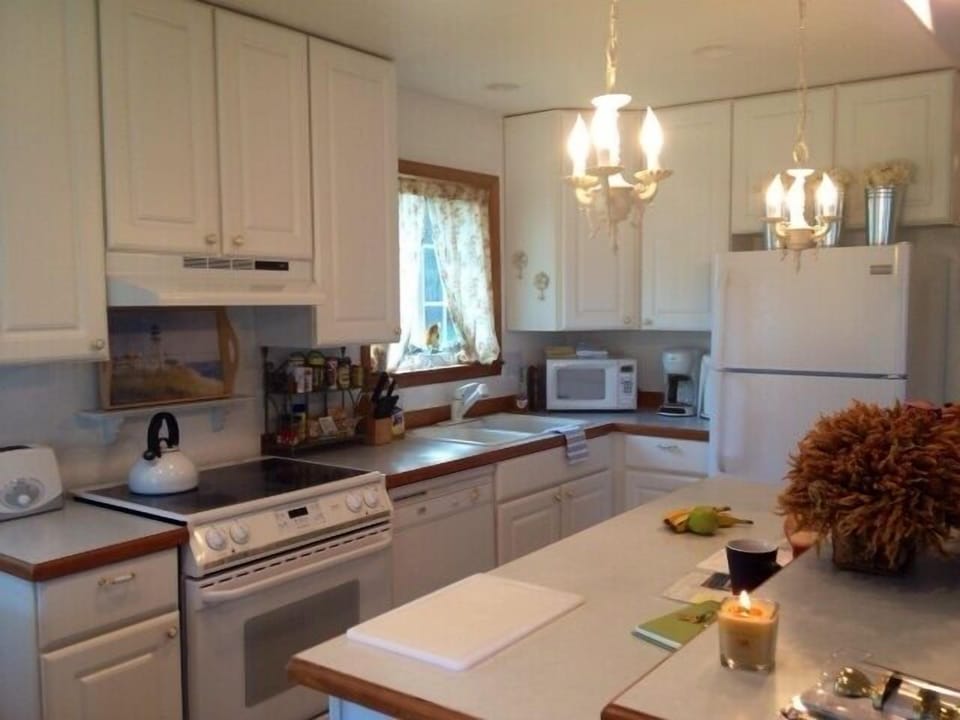 The kitchen. Ready for you to come prepare a seafood feast!