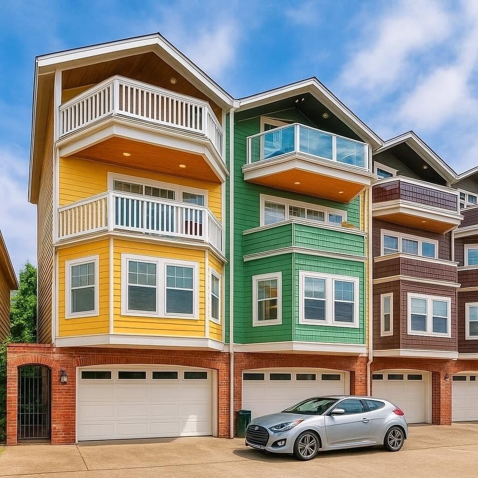 4 story townhouse -two balconies + 2 car garage, located in the heart of Seattle