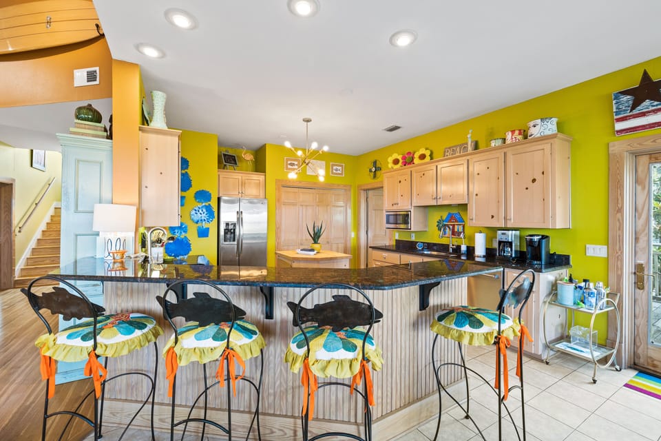 Belly up to the kitchen bar for four.