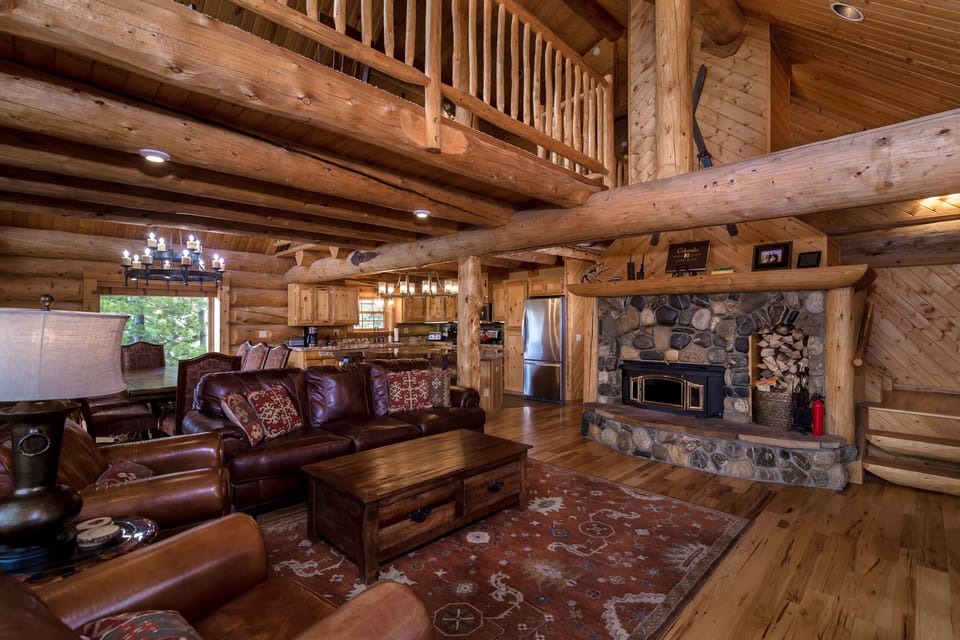 Stone wood burning fireplace on main floor.