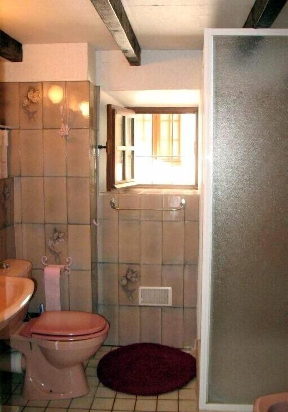 bathroom: large sink, bidet and newly-installed 90cm2 shower