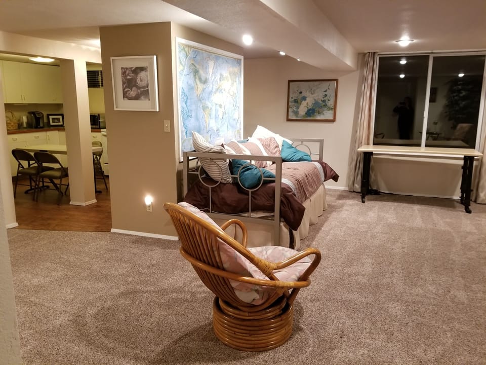 Living area leading into the kitchen