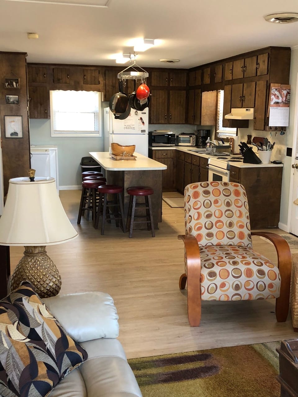 Upstairs living area and kitchen