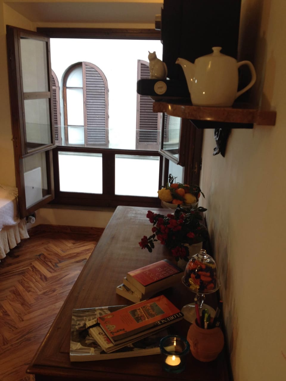 The desk can also be a dining table
