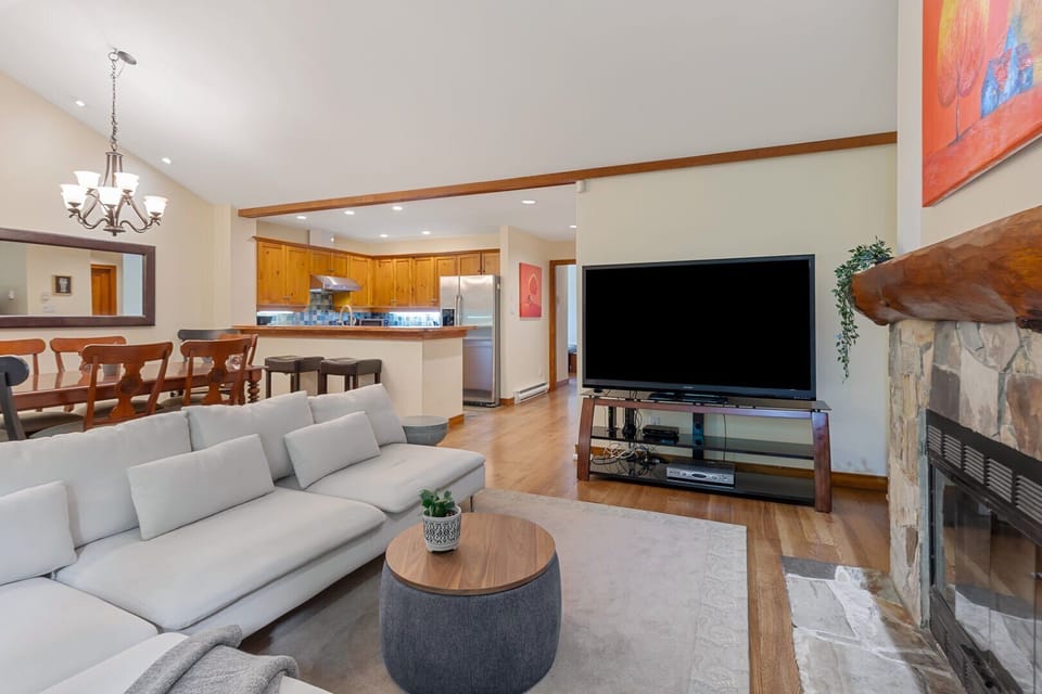 A large smart TV makes movie nights a breeze.