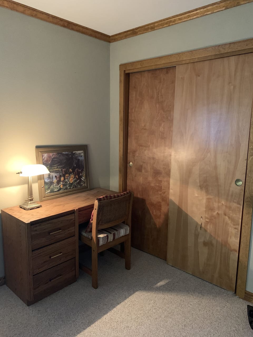 Bedroom 2 has a desk and work area