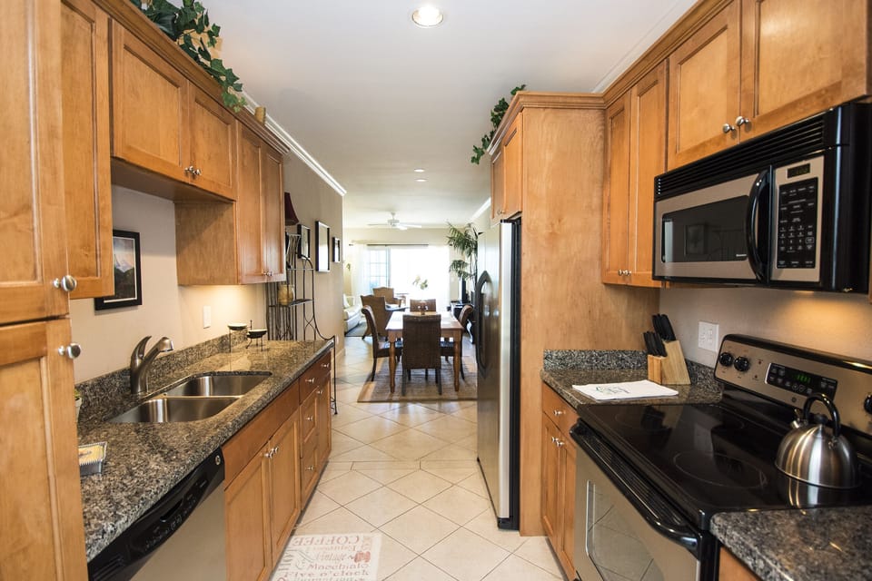 View from kitchen into living area