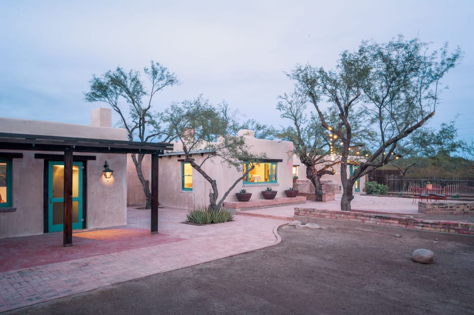 Fenced yard and south elevation 