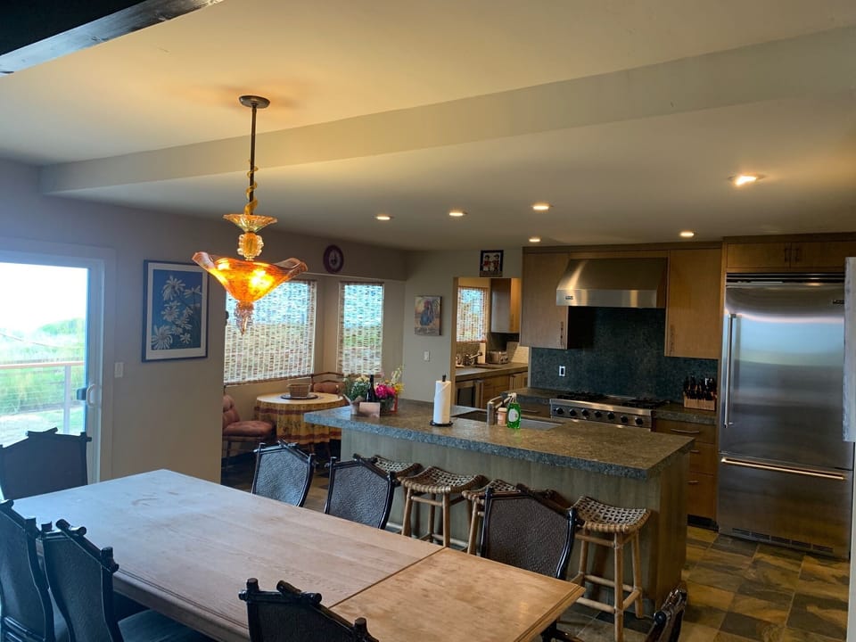 dining table and kitchen