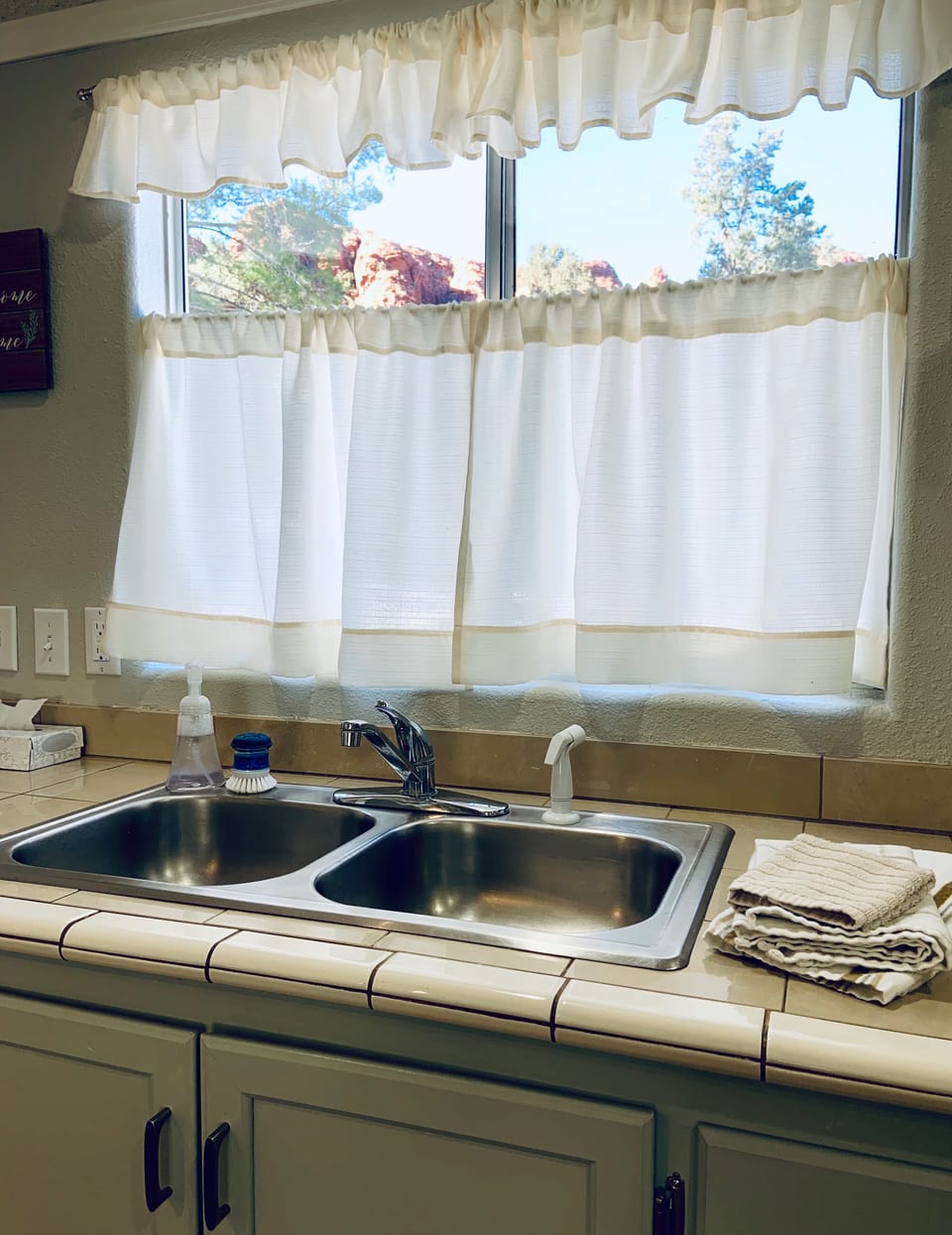 Red rock views from the kitchen sink. 