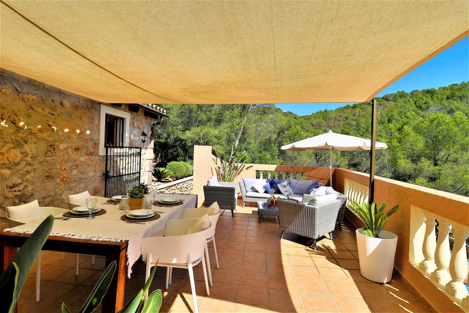 Sunny terrace outside
