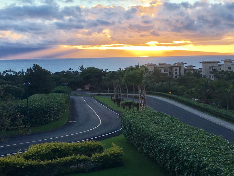 Fabulous nightly sunsets from our lanai.
Lanai in the distance.