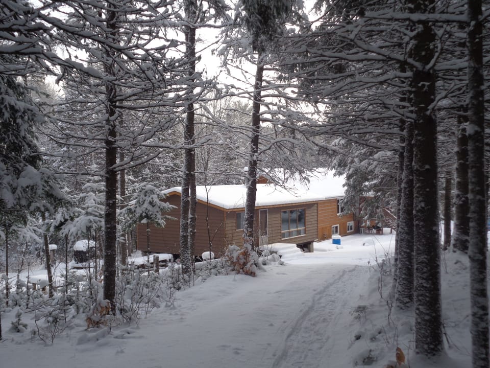 The cabin is completely detached from the main house