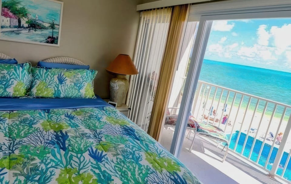 Master bedroom looking out at the Atlantic Ocean. 