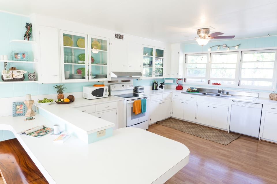 Cook family meals in the light and bright kitchen.