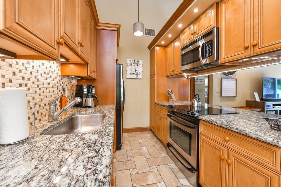 Well stocked kitchen. 