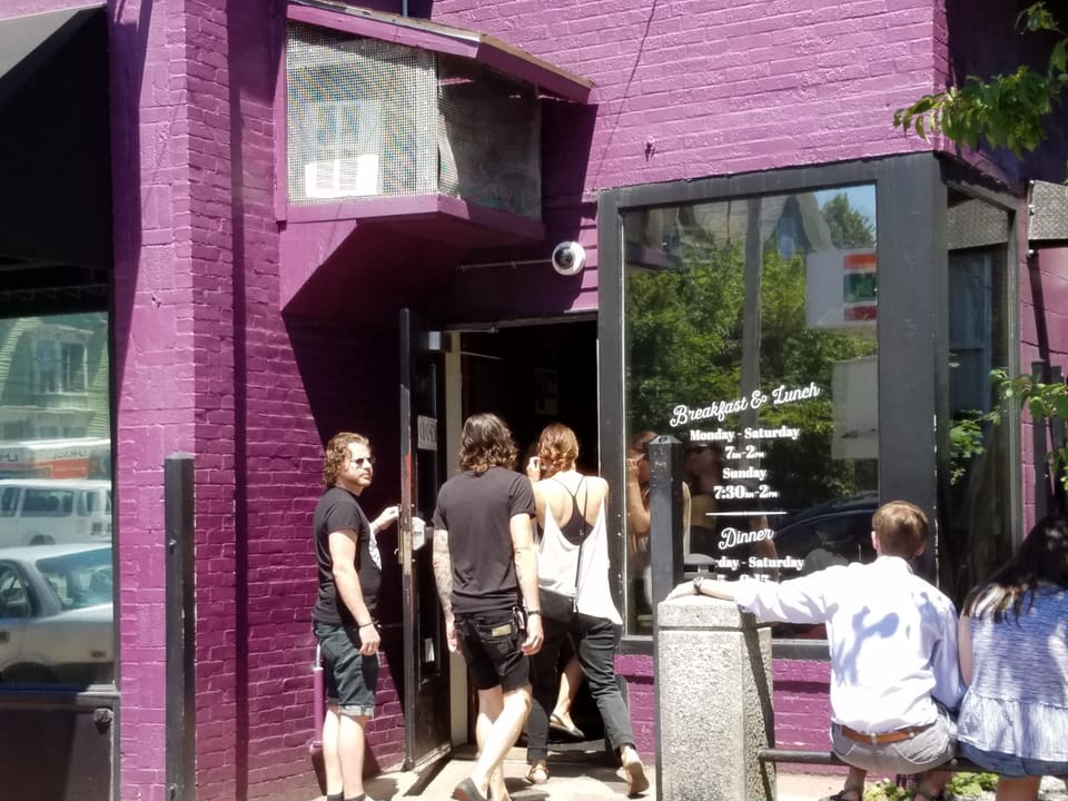 Hot Suppa, great breakfasts, get there early. Always a line.  5 minute walk.