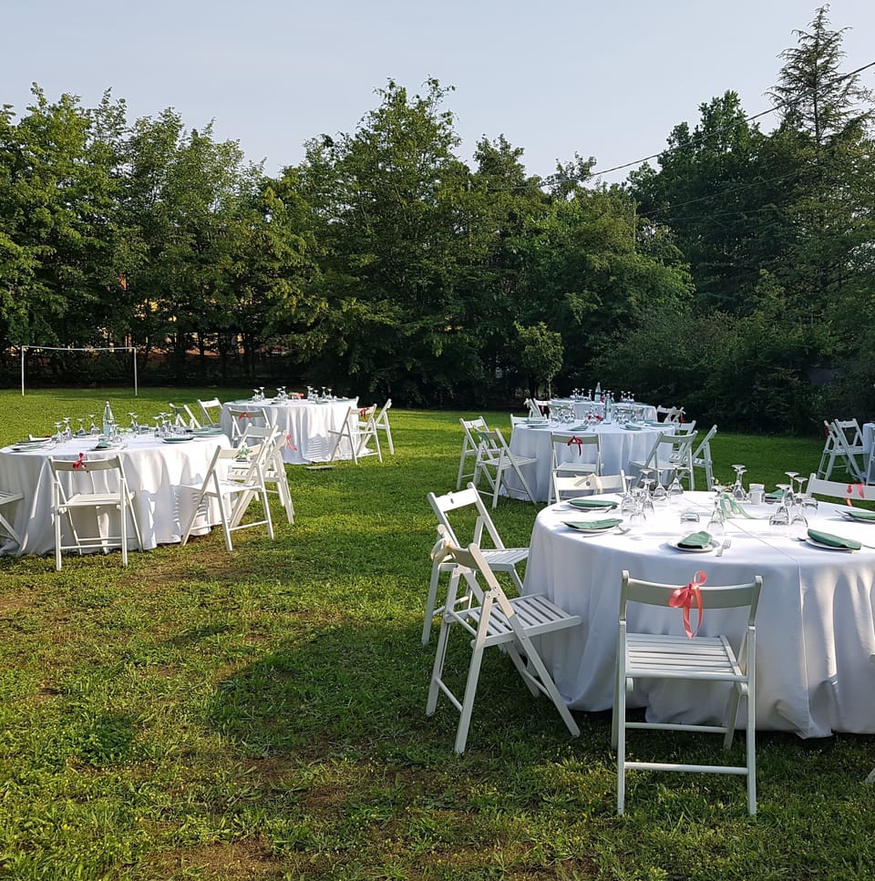 Outdoor banquet area