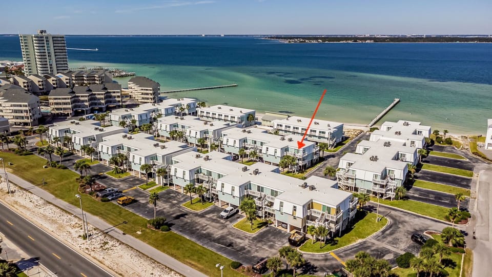 Great location -- private beach on the sound side with direct access to the Gulf