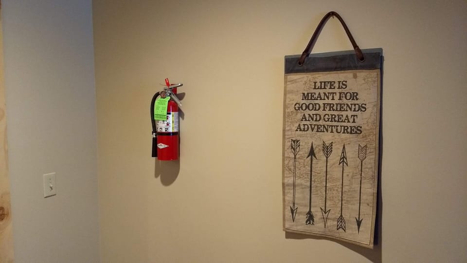 Fire extinguisher at the entrance.