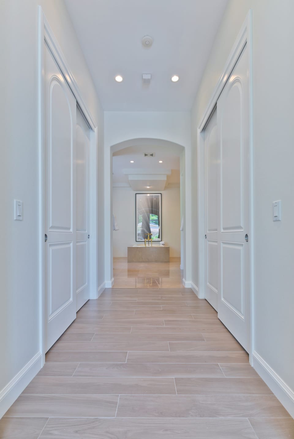 Master bath en suite with his & her cedar lined closets with built ins.