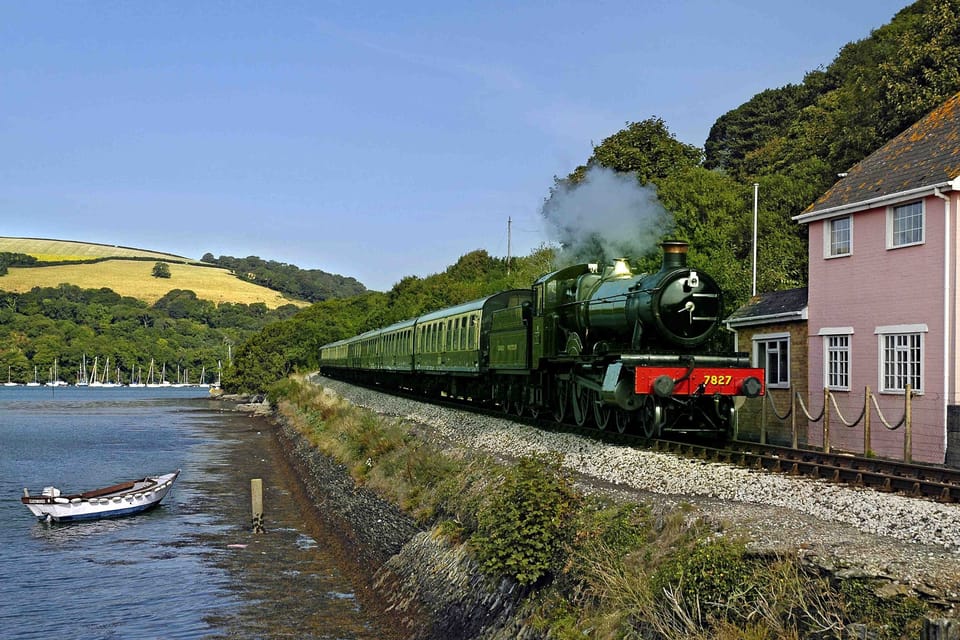 Steam train approaching the station