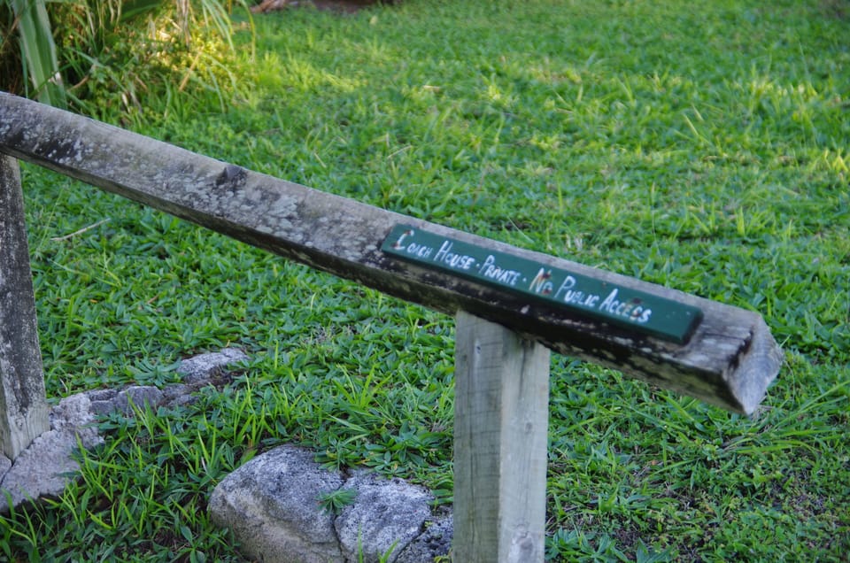 Handrail leading down to Coach House's private beach.