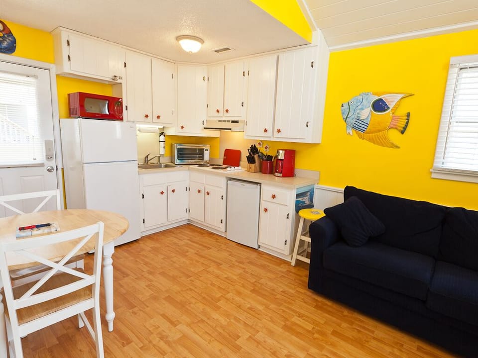 Equipped with full kitchen, queen size bed and full size sleeper sofa.