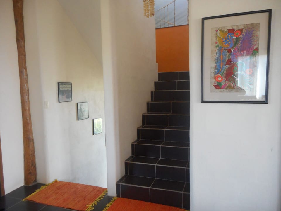 Stairway to downstairs level and rooftop 