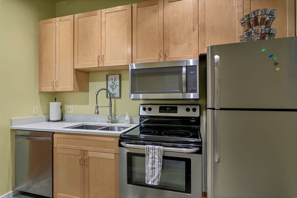 with stainless appliances