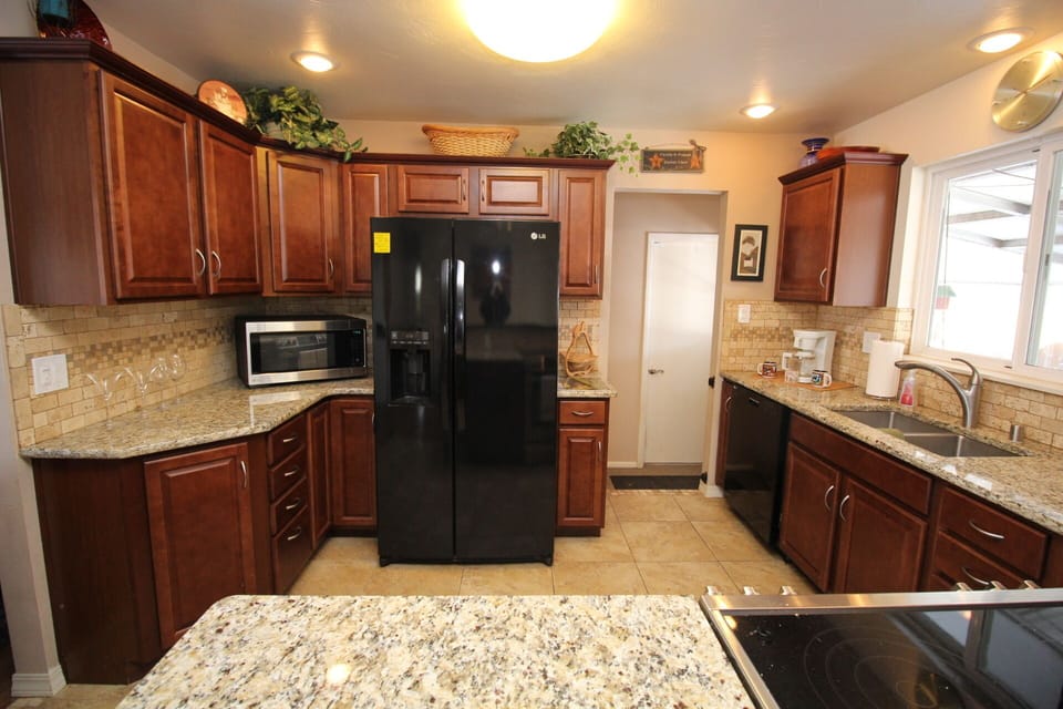 Fully stocked, open concept kitchen