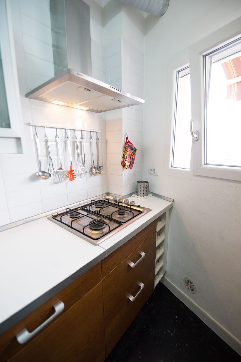 Kitchen is equipped with a gas stove