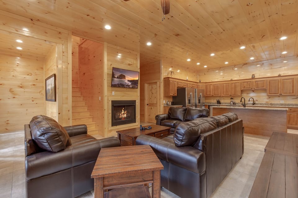 Living Room - Fireplace + TV