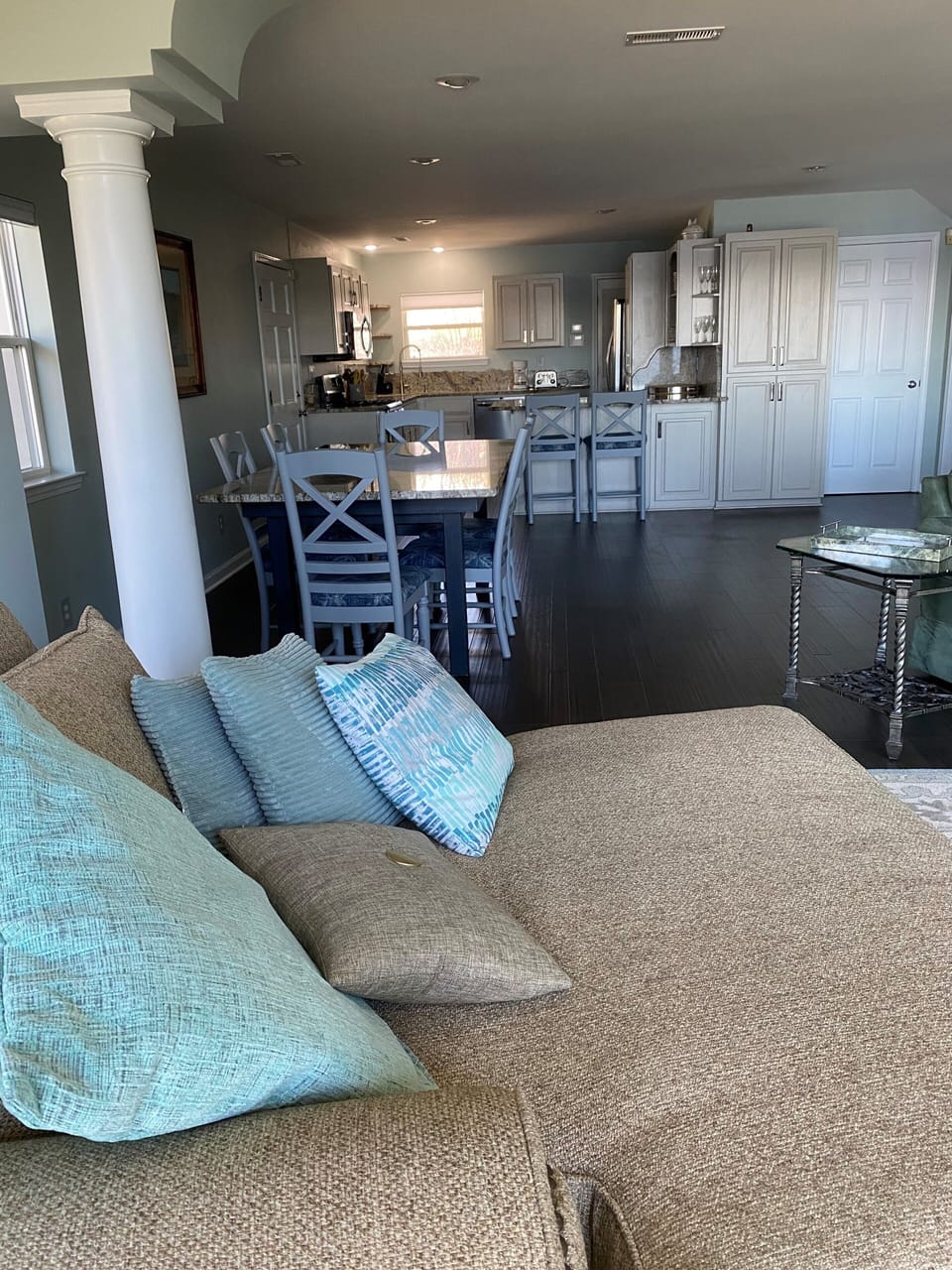 View from den to kitchen