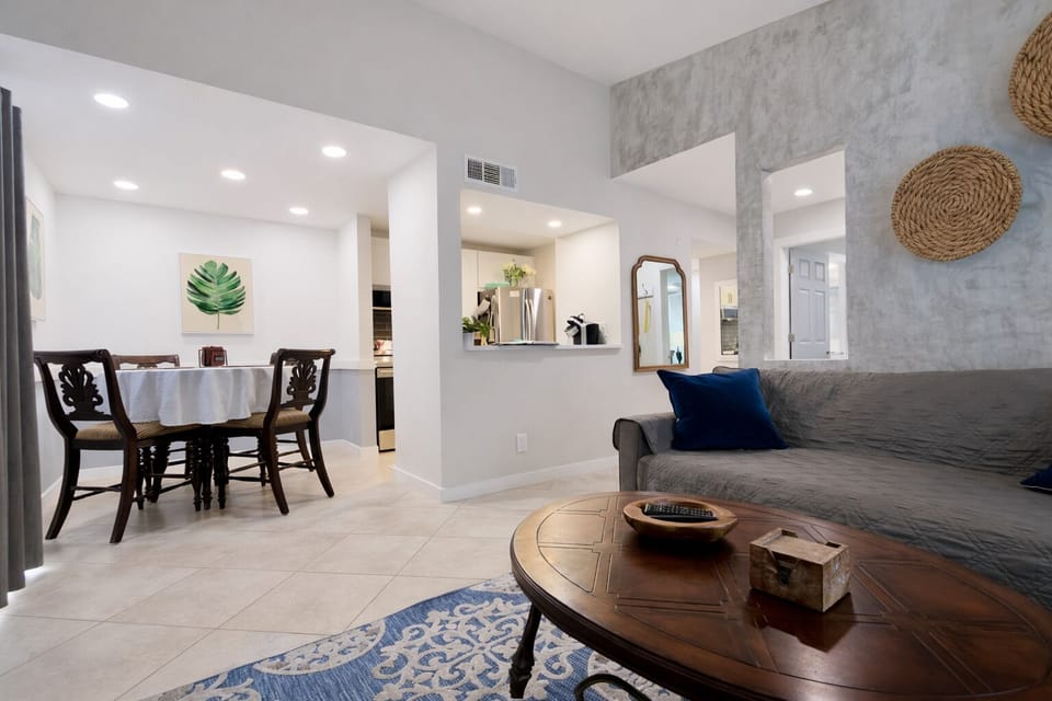 living room and dining area