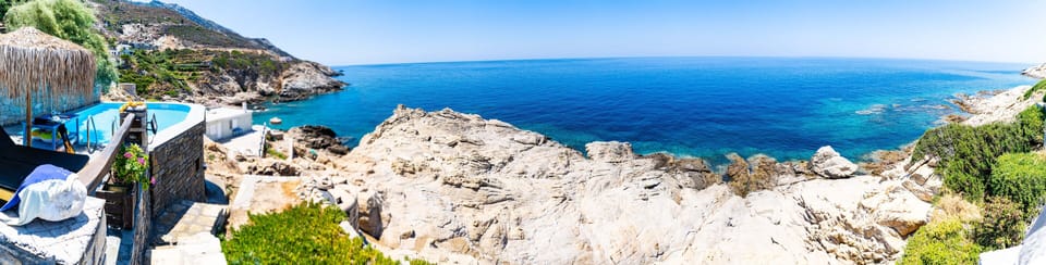 The seawater swimming pool and the Aegean sea.