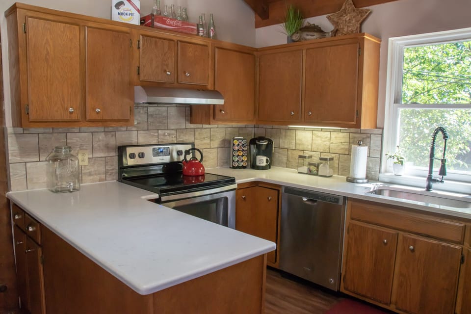 Fully stocked Gourmet kitchen with modern appliances and tons of gadgets to try.