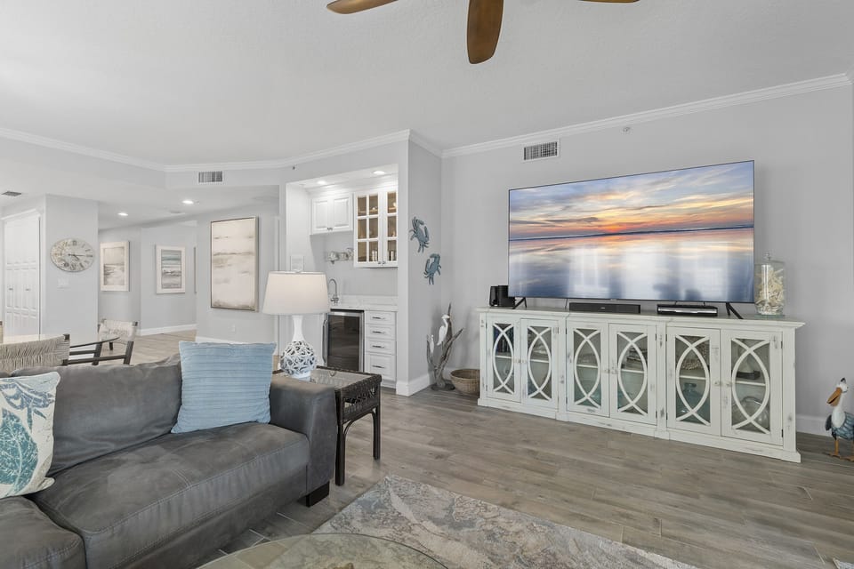 Enjoy a movie on the flat screen TV