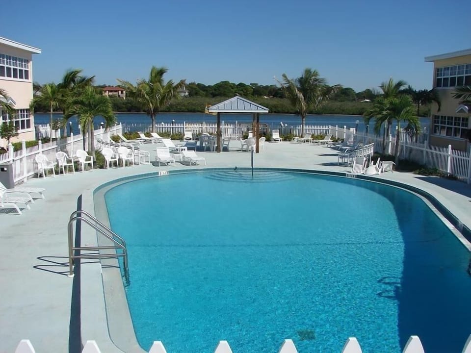 Large crystal clear heated pool