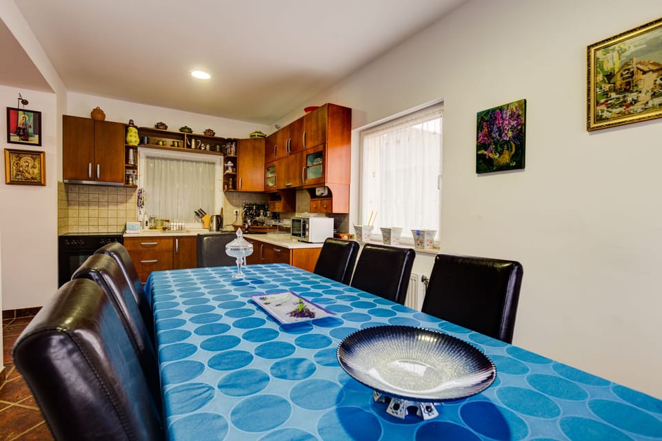Table and chairs in dining area.