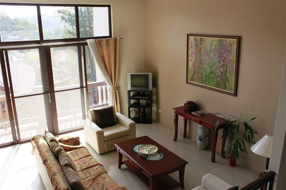 This is the living room and the small patio beside it.