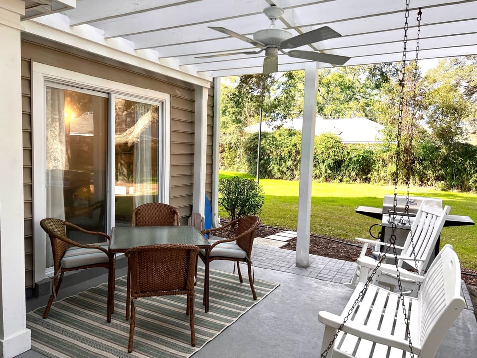 Grill and dine on the patio with private views